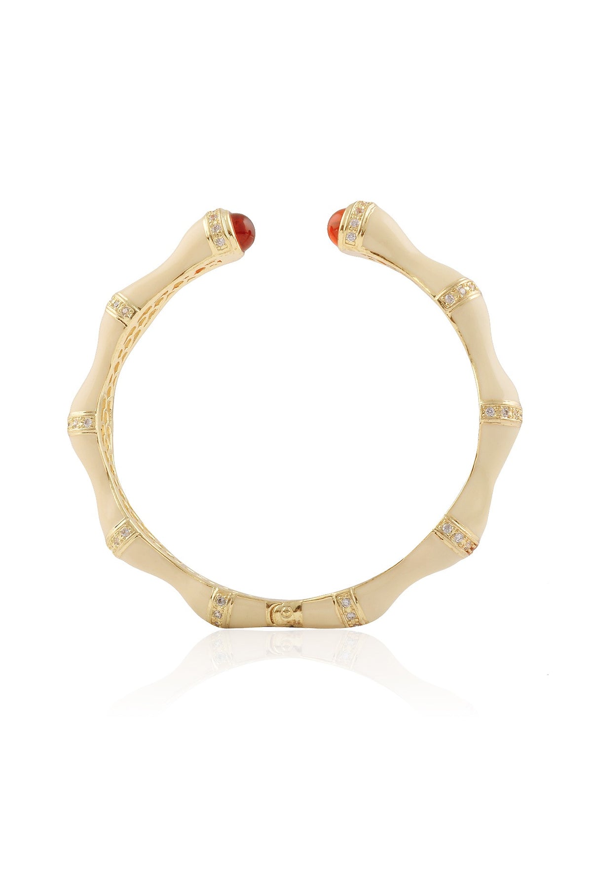 Gold Plated Ivory Enamel Bamboo Bracelet