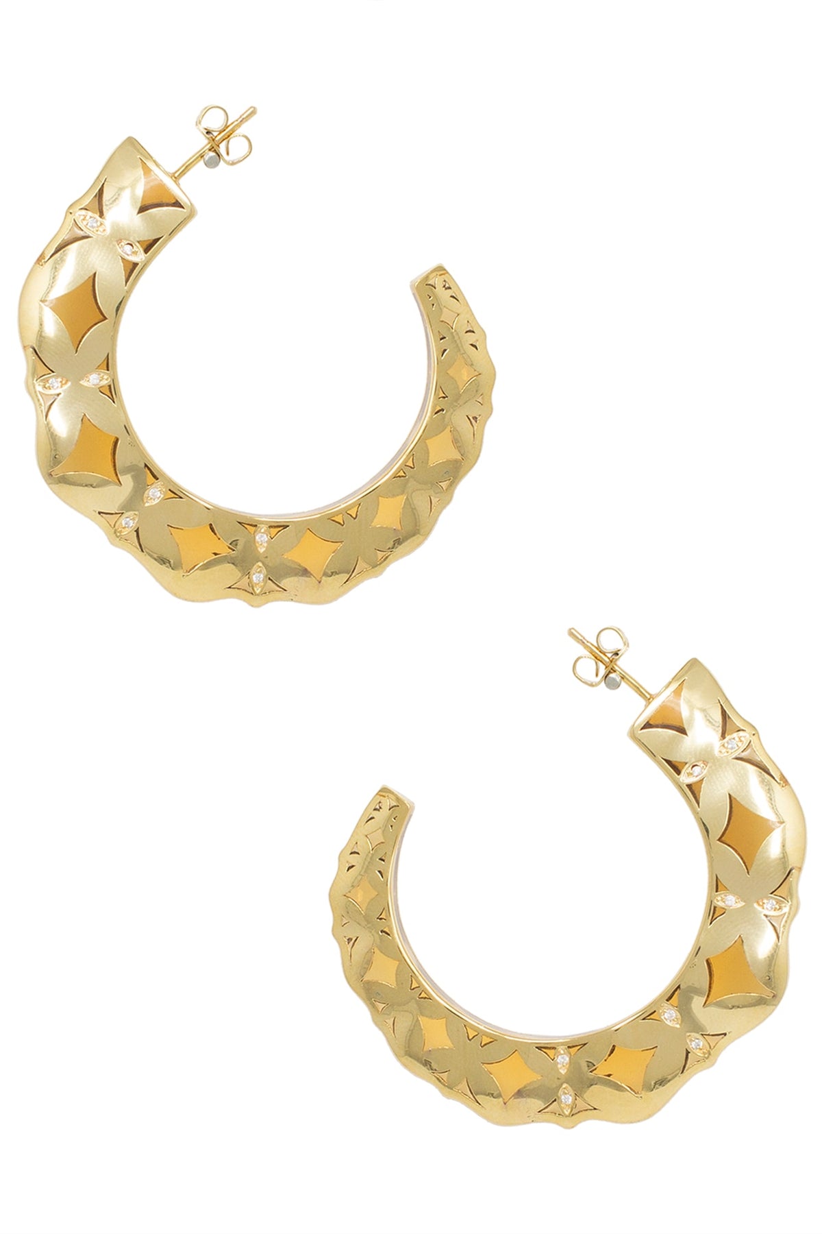 Gold Plated Amber Hoop Earrings