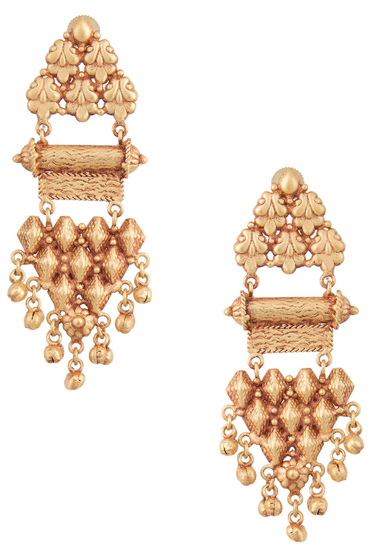 Gold Finish Textured Earrings