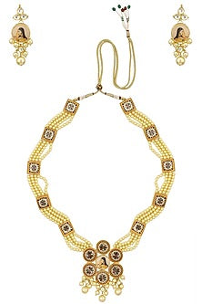 Gold Finish Floral Enamel Choker Necklace Set