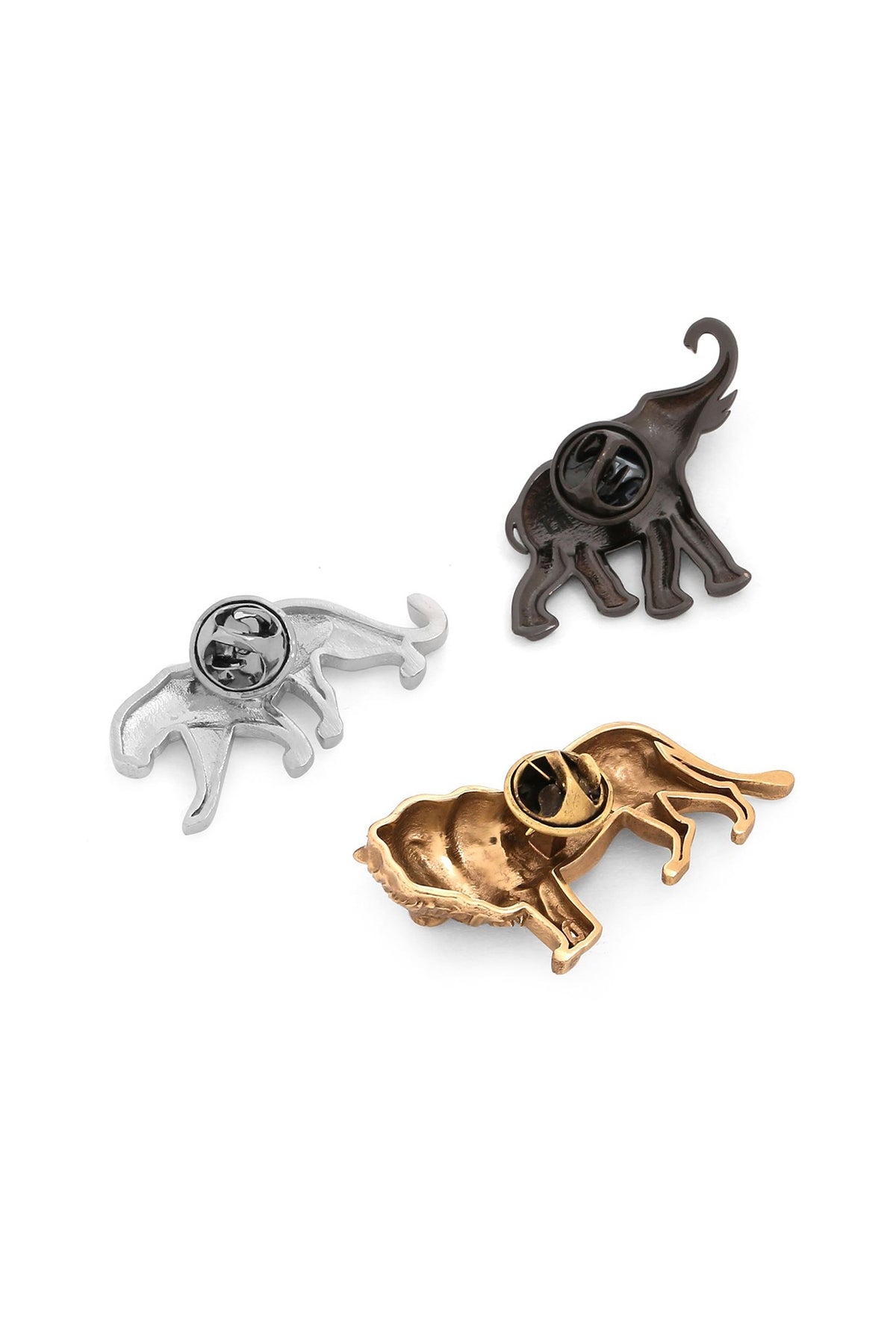 Multi-Colored Brass Brooch (Set of 3)