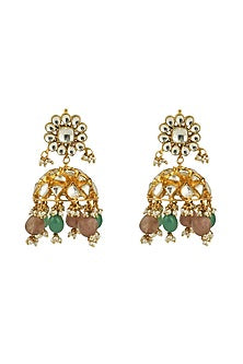 Gold Finish Sea Green Beaded Necklace Set
