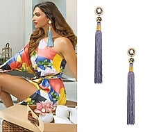 Steel Grey Silk Tassel Earrings
