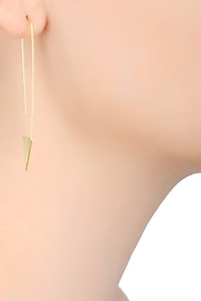 Gold Finish Triangular Drop Hook Earrings