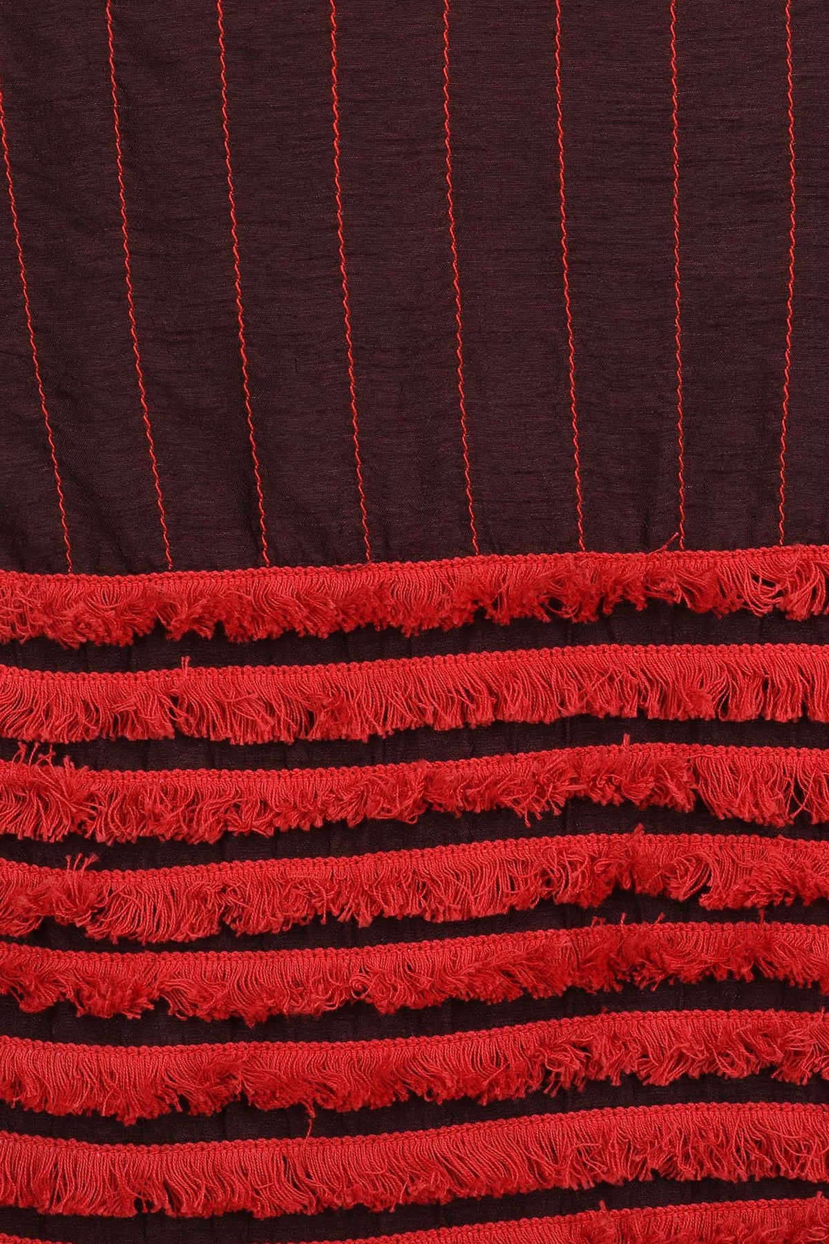 Wine Striped Fringe Dress