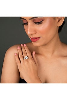 White Finish Round Solitaire Ring In Sterling Silver