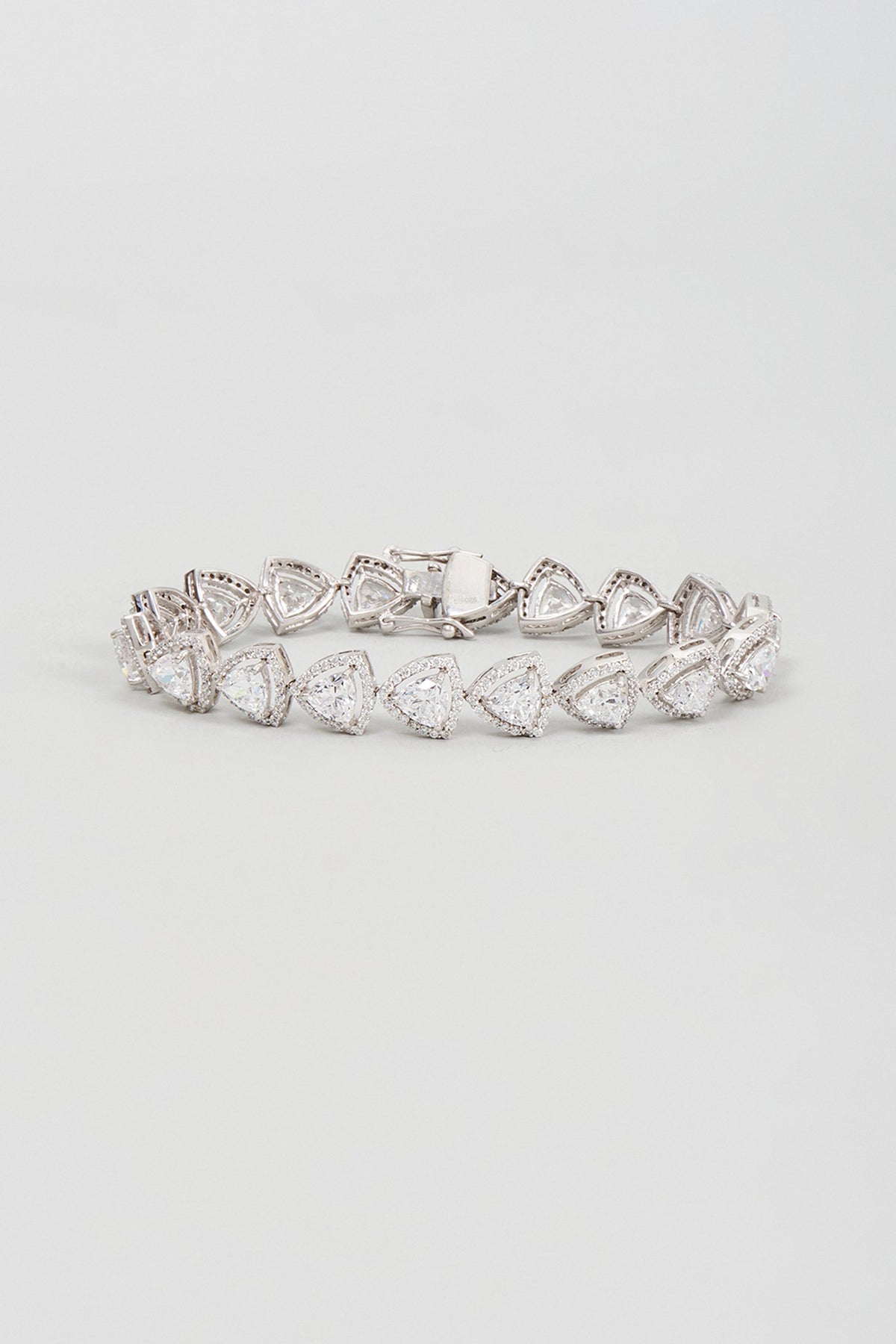 White Finish Zircon Bracelet In Sterling Silver