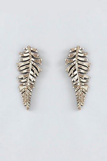 Mukaish & Zardosi Embroidered Fern Stud Earrings