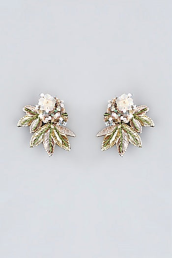 Multi-Colored Hand Embroidered Stud Earrings