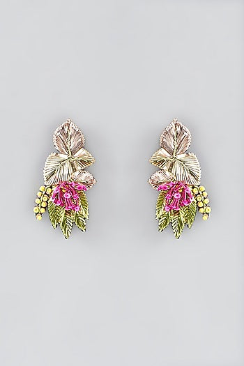Multi-Colored Hand Embroidered Stud Earrings