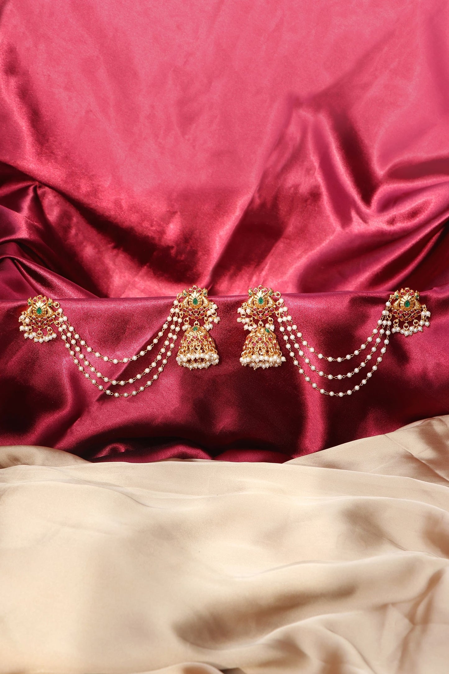 Stone Embellished Gold Jhumkas