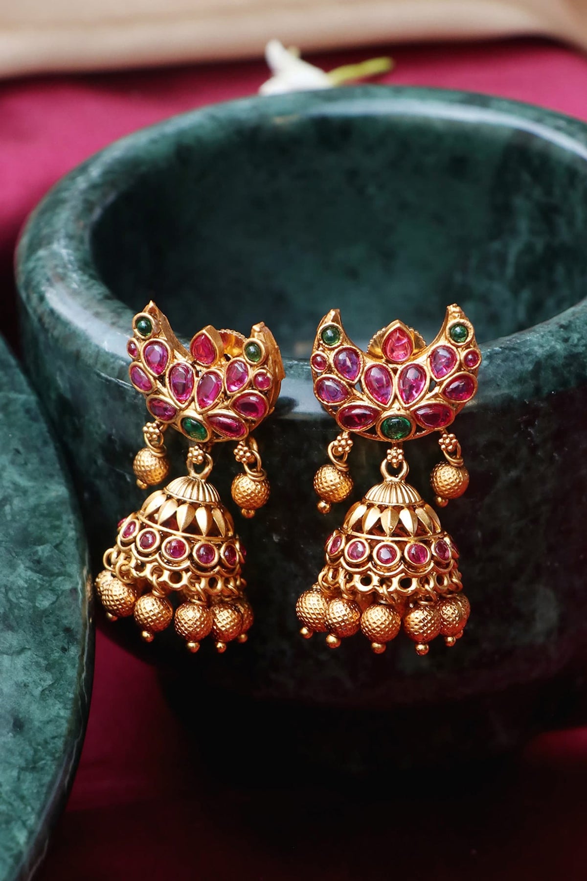 Gold Stone & Bead Embellished Jewellery Set