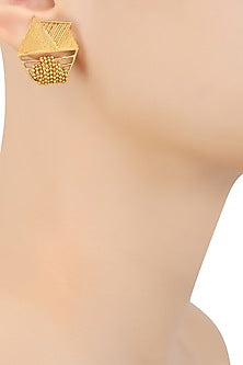 Gold Plated Hexagon Shape Earrings