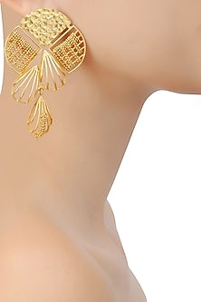 Gold Plated Ball Chains Weaved Earrings