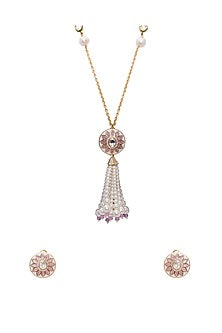 Gold Finish Meenakari Pearl Necklace Set