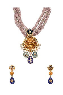 Gold Finish Shell Pearl Necklace Set