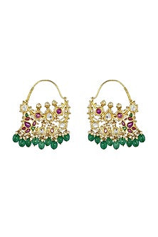 Gold Finish Kundan Polki Earrings