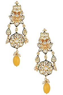 Gold Plated Yellow Stone Earrings