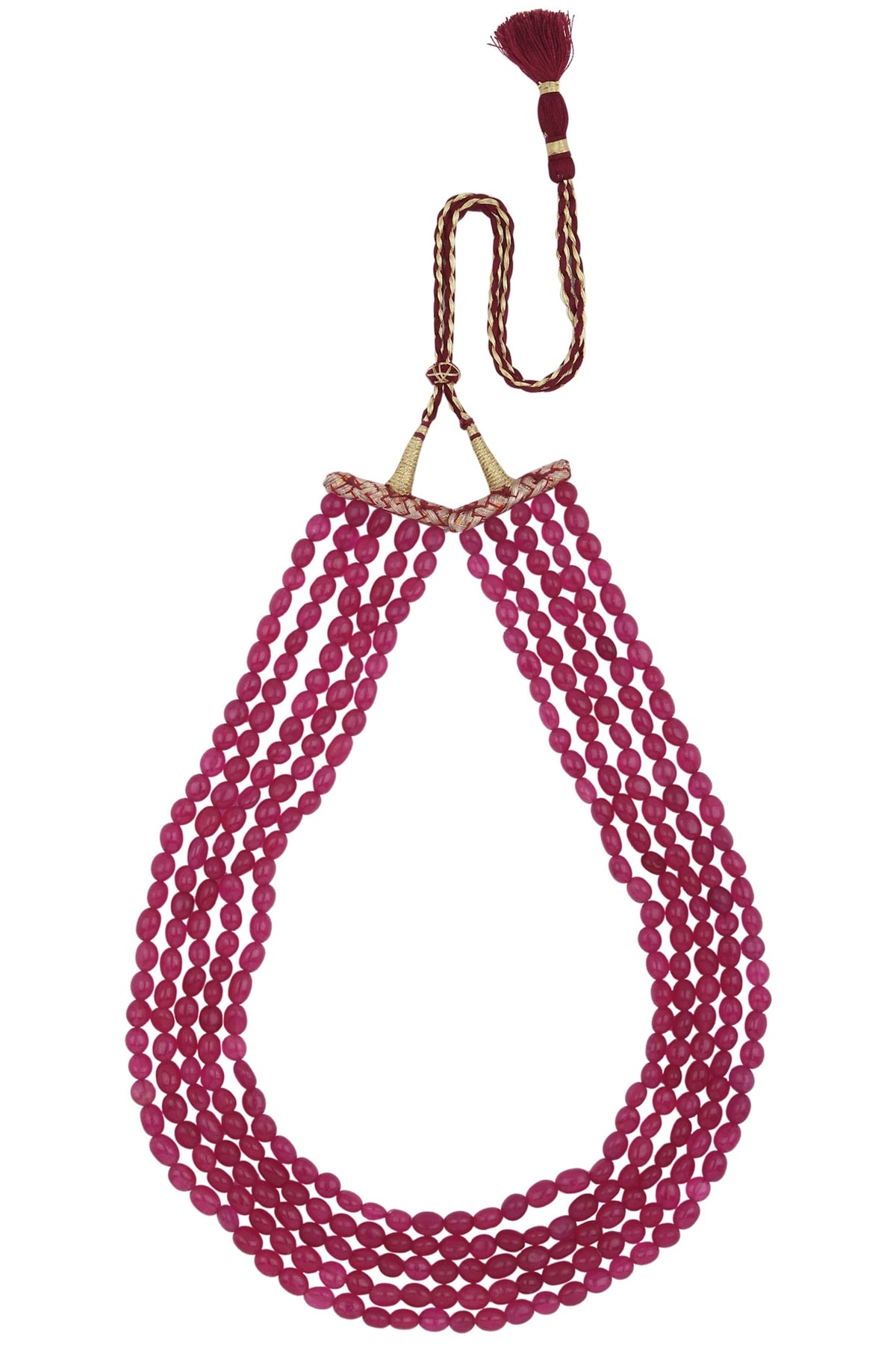Maroon Stones Multi String Necklace