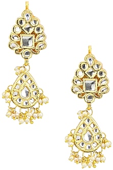 Gold Finish Kundan and Baby Pearls Earrings