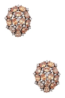 Gold Finish Swarovski and Stones Studded Earrings
