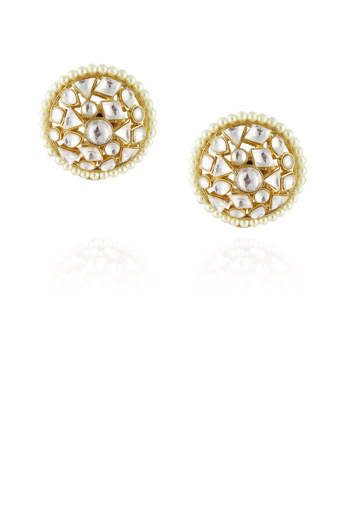 Gold finish uncut polki stud earrings
