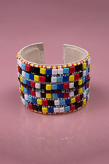 Multi-Colored Hand Embroidered Cuff Bracelet