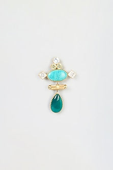 Gold Plated Agate Brooch