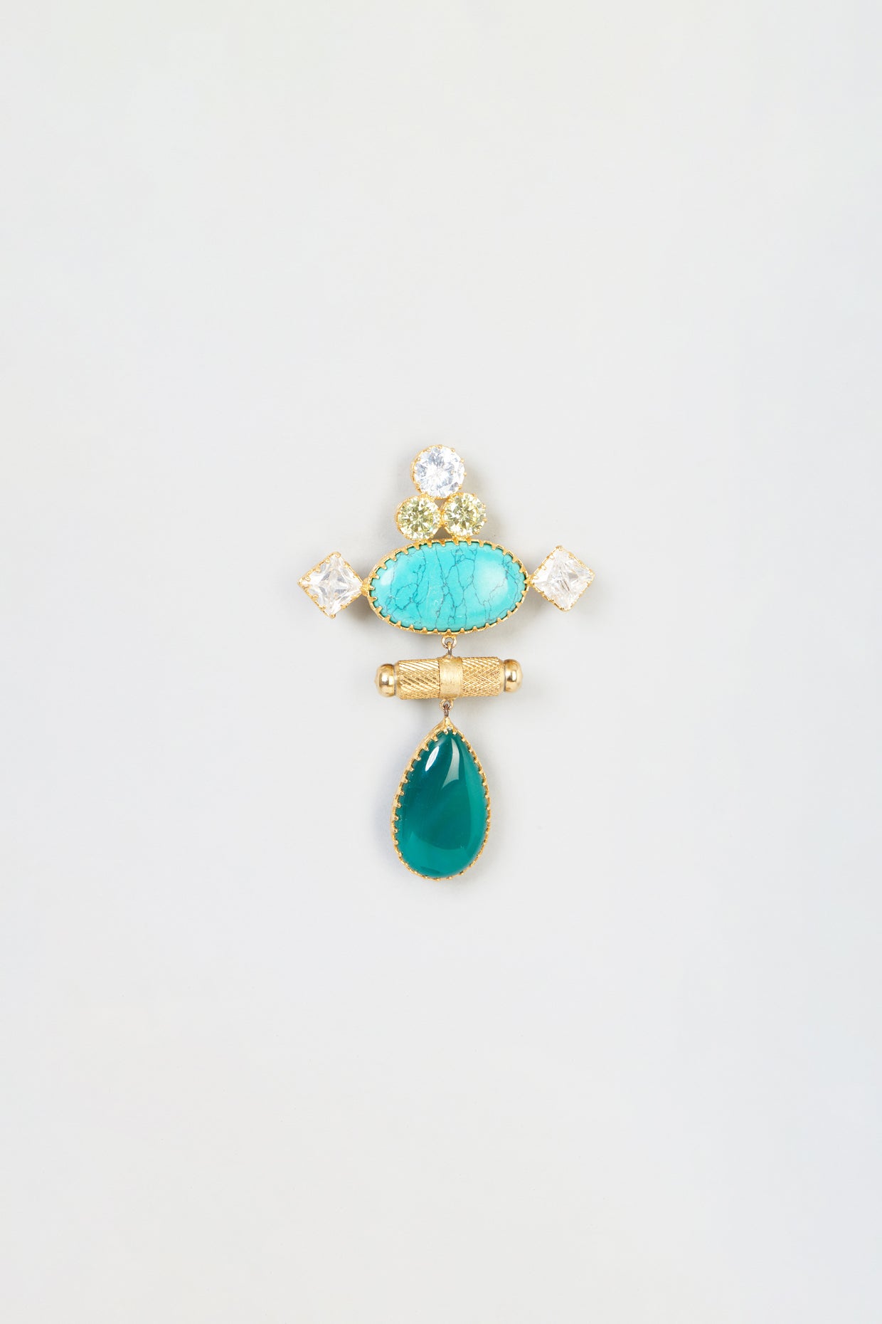 Gold Plated Agate Brooch