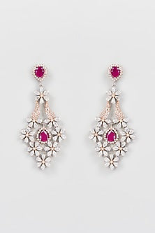 Two Tone Finish Zircon Diamond Earrings