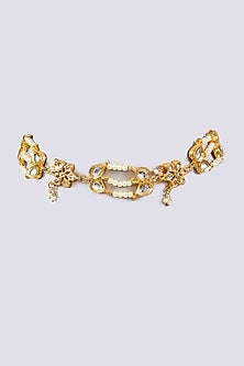 Gold Plated Pearl & Kundan Polki Choker Necklace