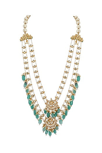 Gold Plated Emerald Bead Necklace