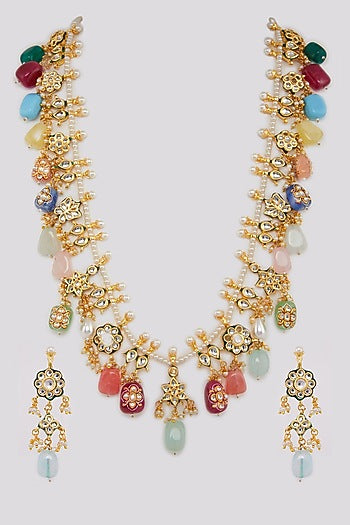 Gold Plated Pearl Necklace Set