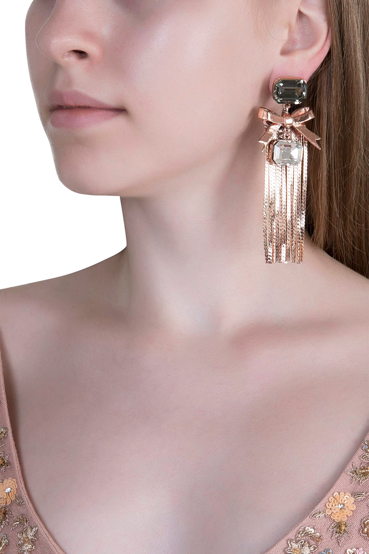 Rose Gold Plated Tassel Earrings