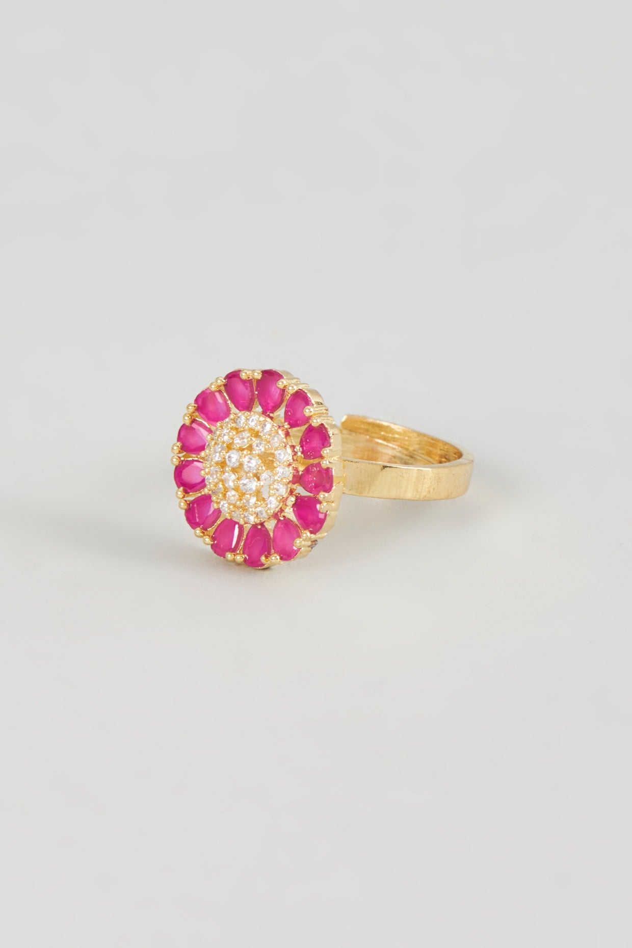 Rose Gold Finish Pink Zircon Ring