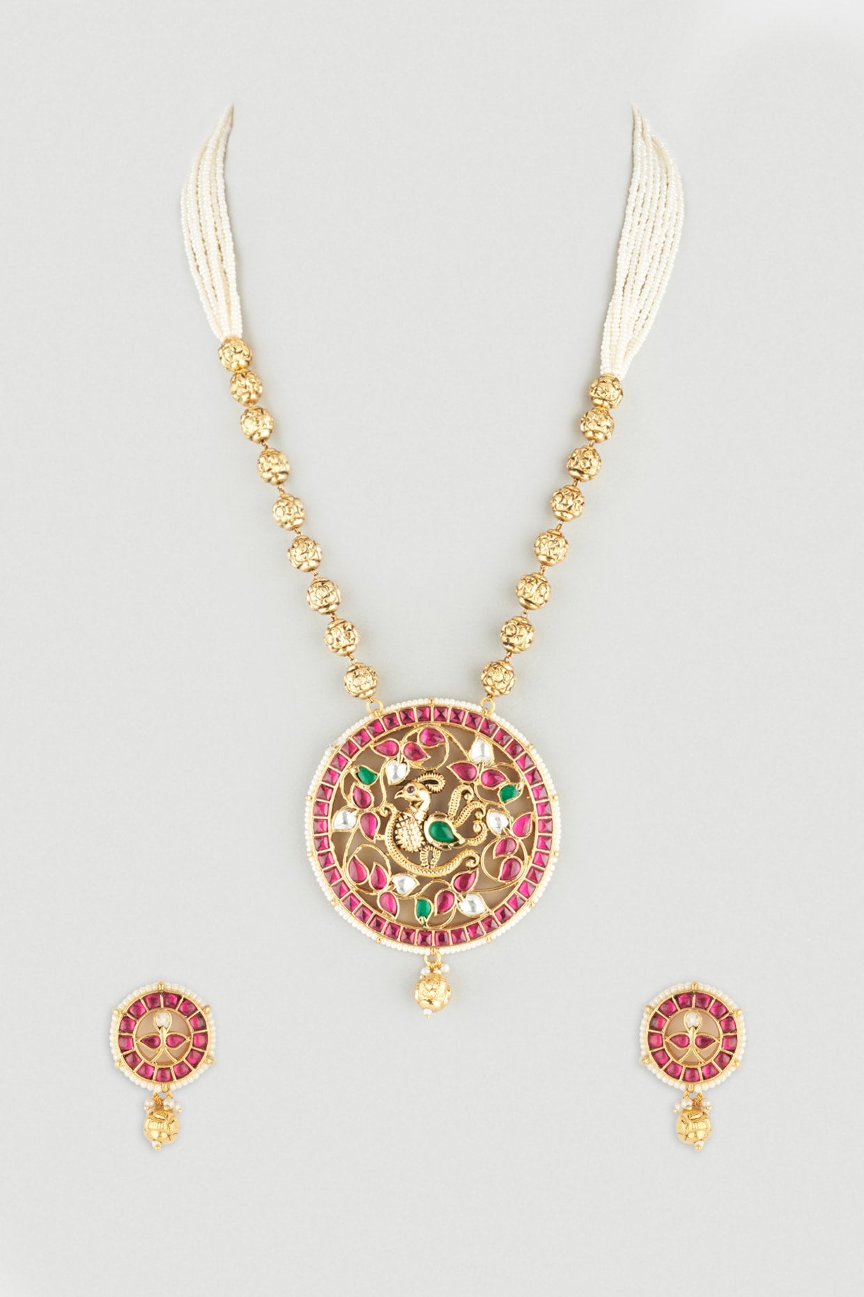 Gold Plated Long Pendant Necklace Set