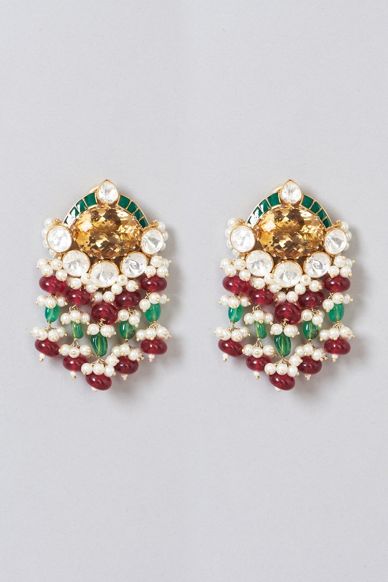 Gold Plated Beaded Earrings In Sterling Silver