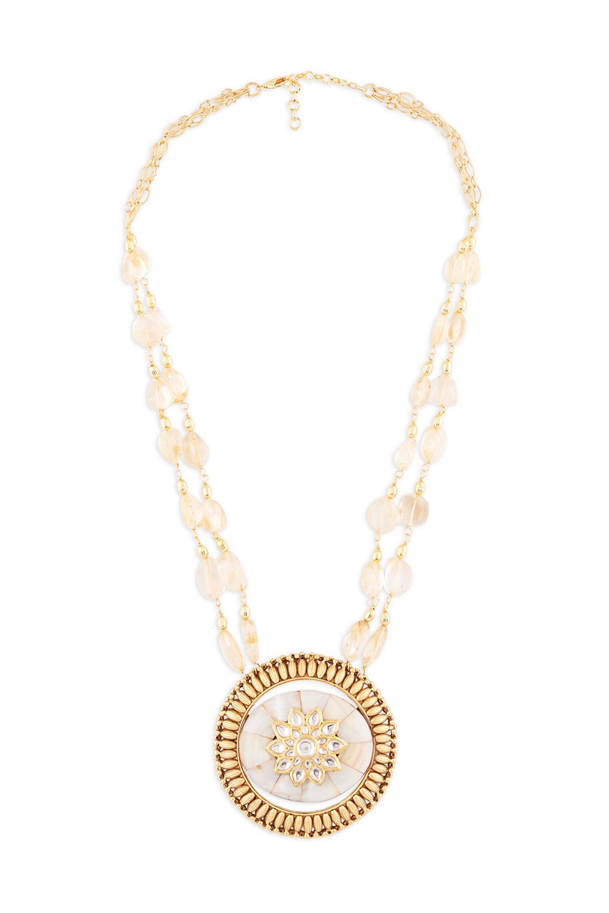 Gold Finish Citrine Tumble Necklace