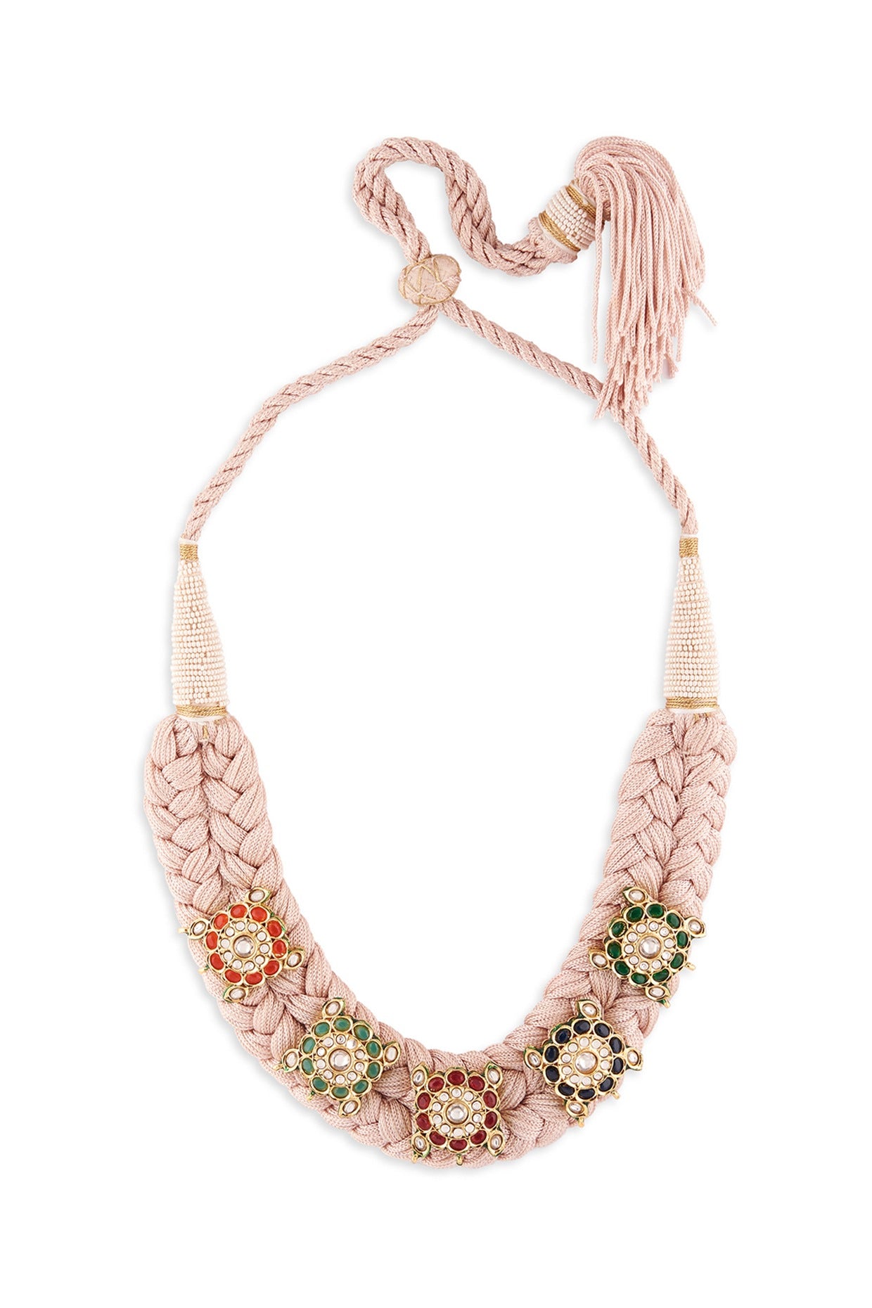 Gold Finish Navratna Stone Necklace