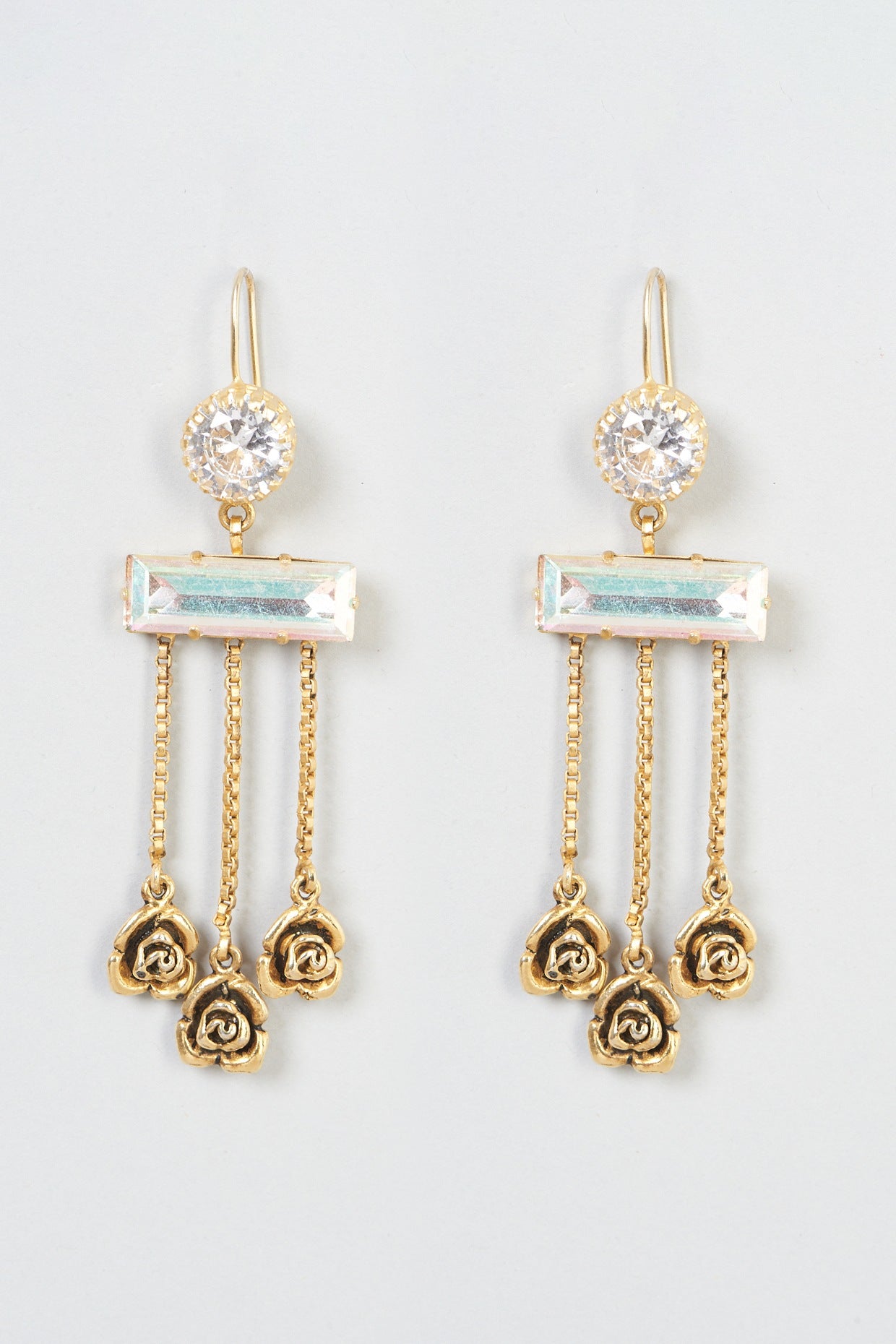 Gold Plated Dangler Earrings With Crystals