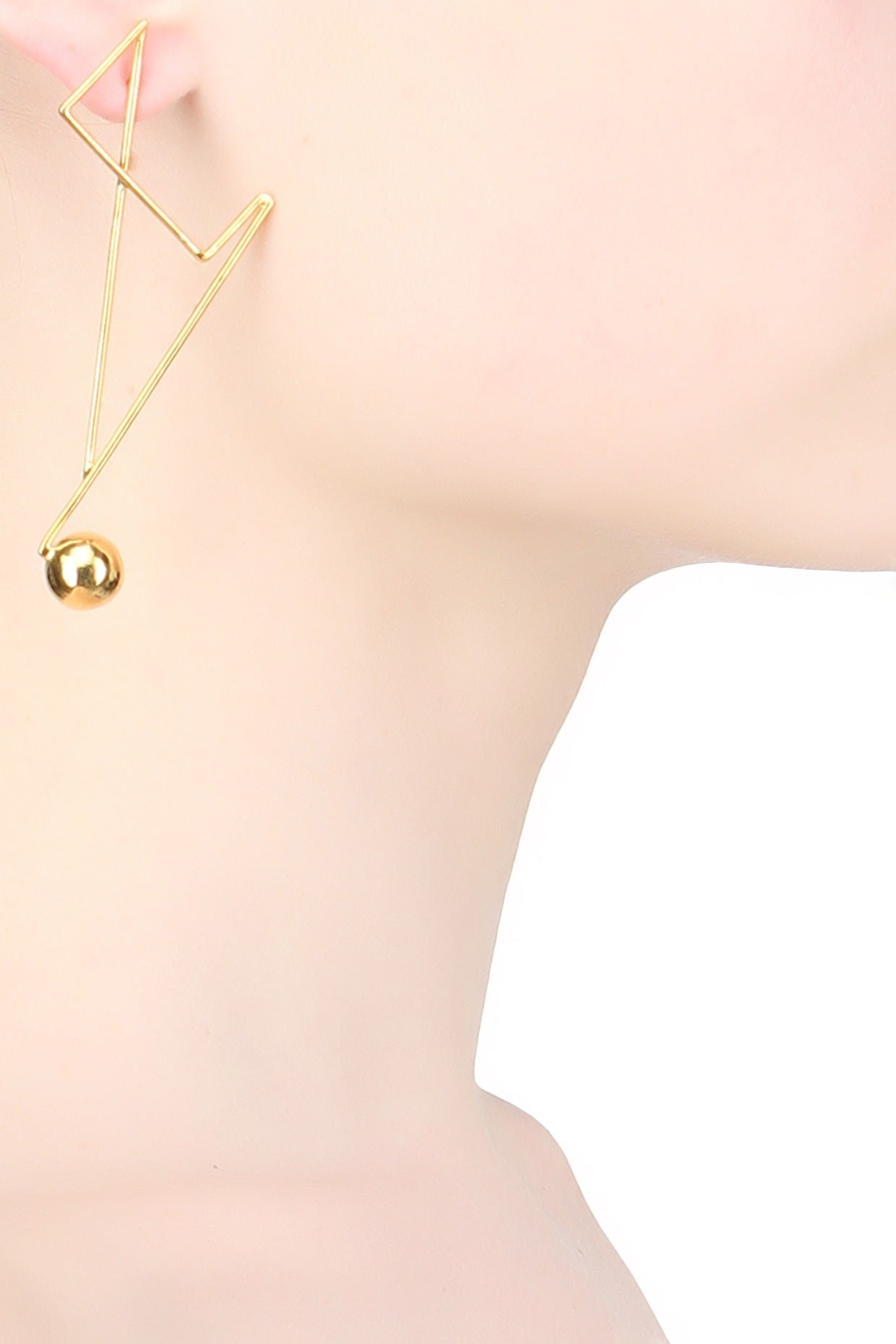 Gold plated abstract single drop earrings