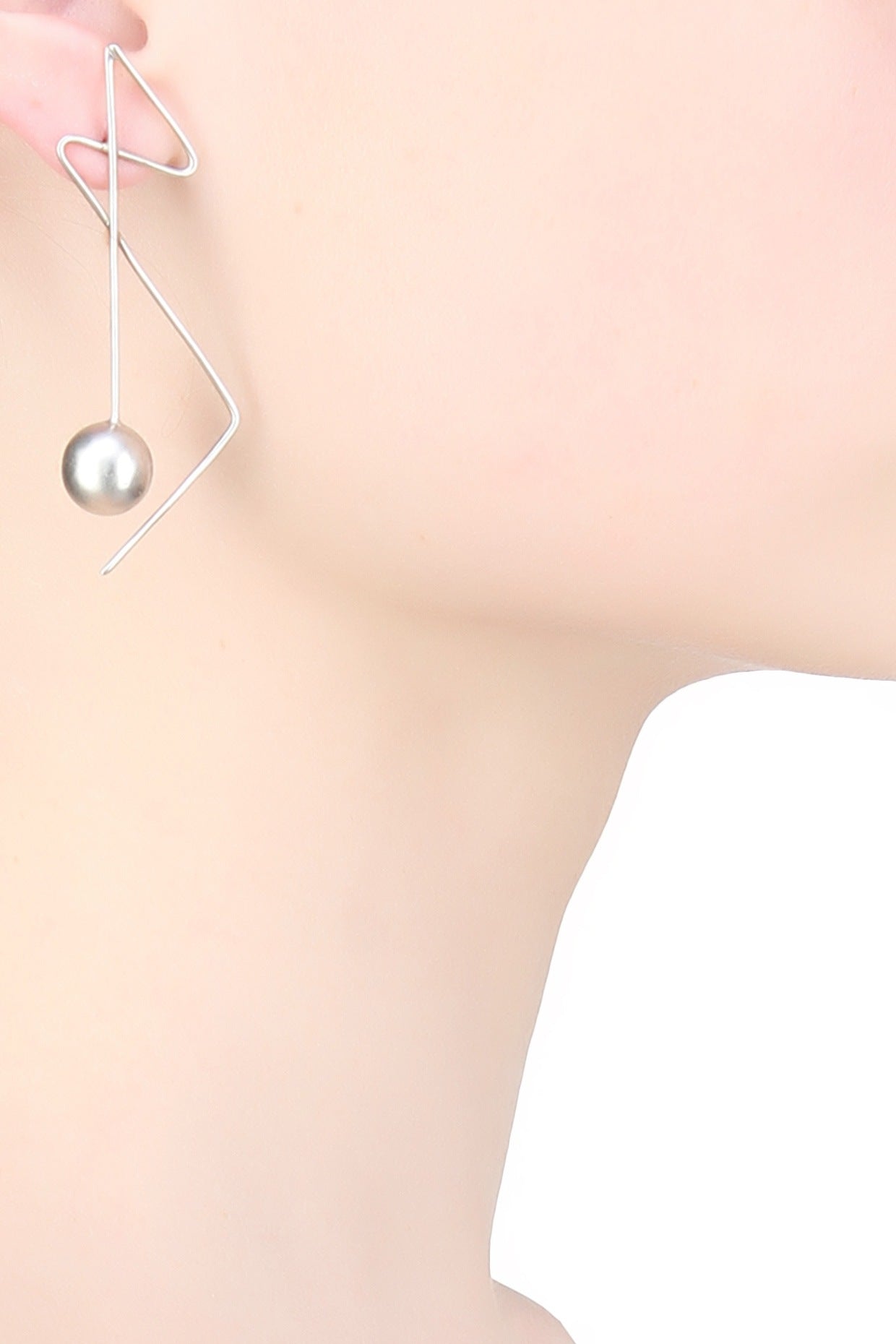Dull silver finish silver ball drop earrings