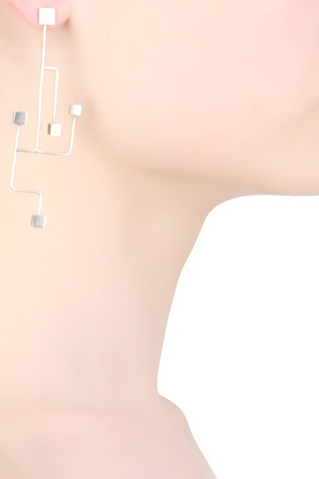 Silver Finish Abstract Branch Earrings