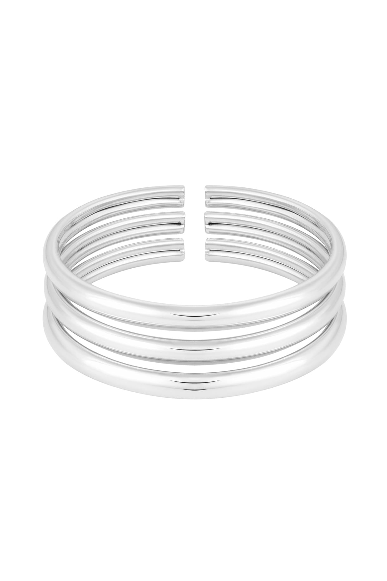 Silver Rhodium Finish Handcrafted Flexible Pala Bangles (Set Of 3)