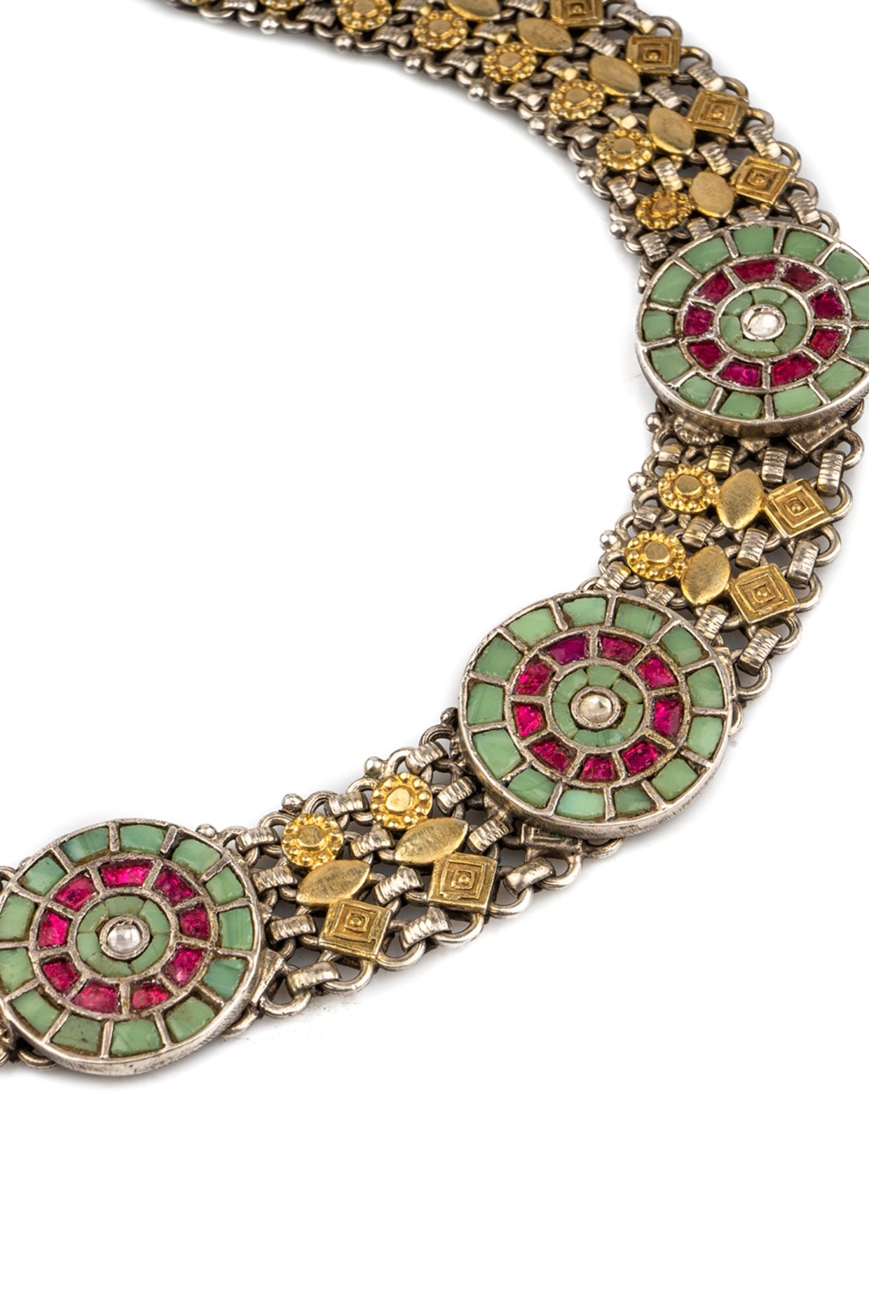 Two-Tone Finish Kundan Polki Necklace In 92.5 Sterling Silver