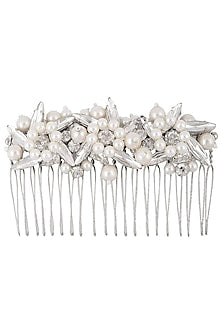 White Pearls and Crystal Mix Embellished Haircomb