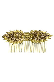 Gold and Khaki Mix Crystal Embellished Haircomb