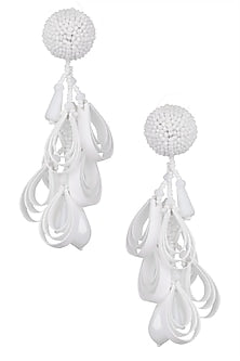 White Clustered Illusion Drop Earrings
