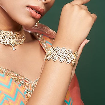 Gold Finish Zircon Handcrafted Bracelet