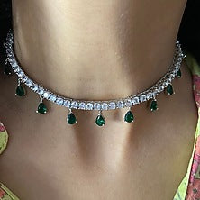 White Finish Zircon Handcrafted Choker Necklace